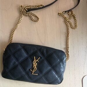 Yves Saint Laurent Quilted Black Crossbody with Gold Chain